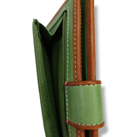 Fossil Floral Leather Wallet Organizer Checkbook ID Window Floral Green Brown OS - Picture 3 of 8